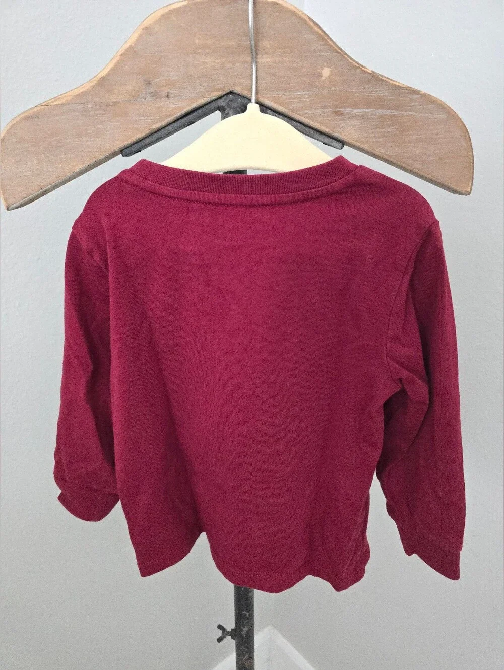 Ralph Lauren Burgundy Dark Red Wine Long-Sleeve Polo Tee with Navy Pony 18 Month